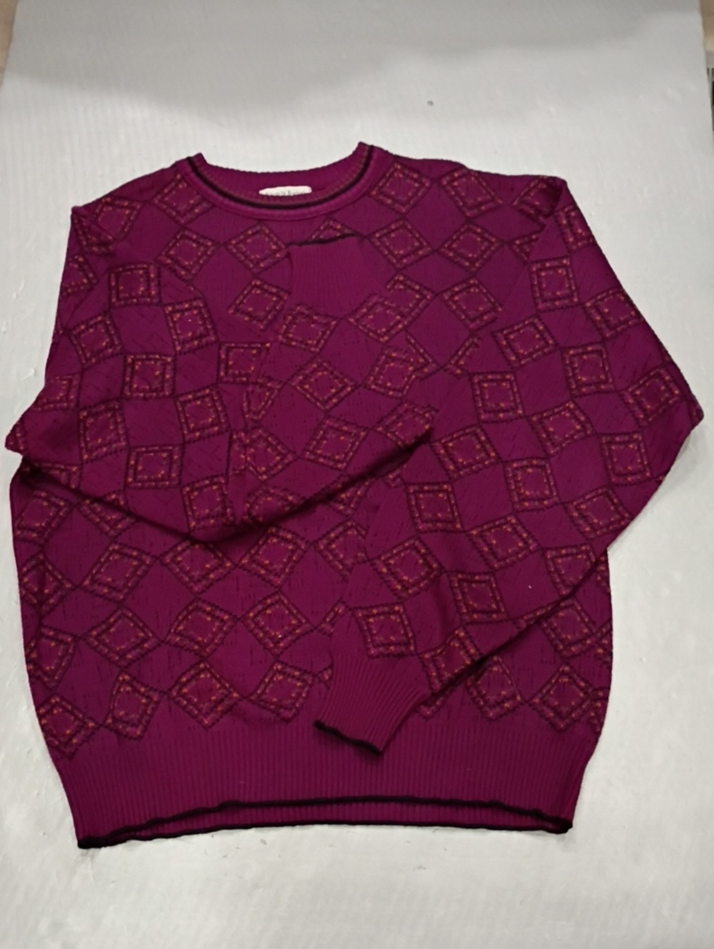 Tricots St. Raphael Vintage USA Men's Crewneck Sweater in Deep Berry